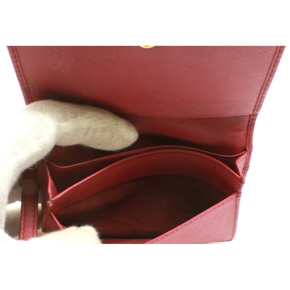 Prada Soffiano Red Leather Credit Card Holder With Hand Strap - Picture 7 of 7
